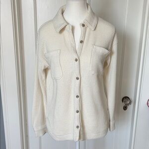 Madewell Cream Waffle Weave Shirt